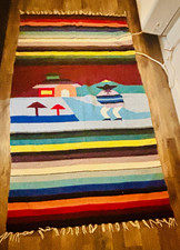 Woven blend SouthwesternMulticolor Stripe pictorial blanket rug picture