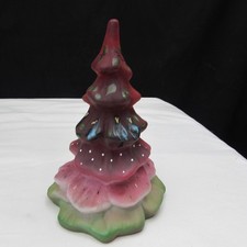 Fenton Ruby Red GSE OOAK Crows Hand Painted 6 1/2 in. Christmas Tree 2020 W1104 picture