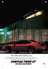1986 PONTIAC FIERO GT Red Sports Car DECORATIVE REPLICA METAL SIGN picture