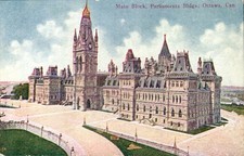 Ottawa Ontario - Parliament Main Block before 1916 Fire - Antique Postcard c1910 picture