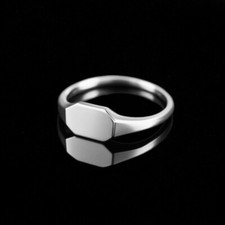 Polished Sterling Silver Octagon Signet Pinky Ring picture