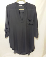 Lush Women’s Semi-Sheer V Neck 3/4 Sleeve Dark Academia Whimsigoth Blouse picture