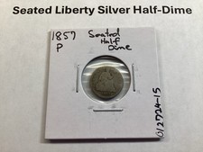 1857 Seated Liberty Silver Half-Dime Type 2 w/Stars and Drapery 0122724 15tk picture