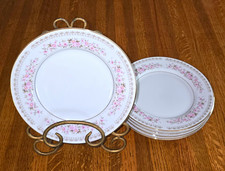 Vtg 5 pc French Garland Fine China Of Japan Porcelain China Plates  Pink Floral  picture