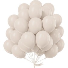 PartyWoo White Sand Balloons 100pcs Off White Beige Cream Ivory Boho Color picture