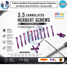 3.5mm HerBert Cannulated Screws Titanium 14-40mm Set of 44 Pcs + Driver & Bit picture