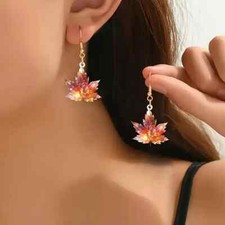 Elegant Acrylic Maple Leaf Dangle Earrings Perfect for Thanksgiving and Everyday picture