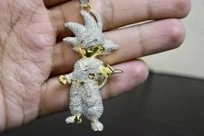 4.3CT Round Cut Lab Created Diamond Men's Cartoon Pendant 14K Yellow Gold Plated picture