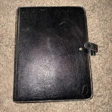 FILOFAX DESKFAX-V RARE VINTAGE-BLACK GLOSS CALF LEATHER-FIRST EDITION W Inserts picture