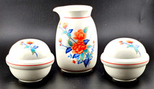 Vintage Noritake Versatone Orient Akaye 350W30 Sake Pitcher Salt Pepper Shakers picture