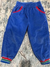 VTG 80s OshKosh BGosh Blue Corduroy Jogger Pants Red Piping Striped Cuffs 3T picture