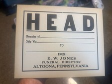 Vintage Cardboard Funeral Home Mortician Dead Body Transfer Sign picture
