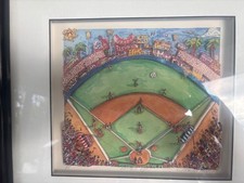Charles Fazzino Batter Up PP Printer’s Proof Signed 3D Serigraph Framed 1990 picture