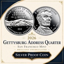 2026 S Gettysburg Address ~ 999 Silver Proof Quarter ~ US Mint Semiquincetennial picture
