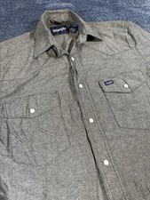 Vintage Wrangler Men's Denim Shirt Small Gray Cowboy Cut Moonlight Snap 90s picture