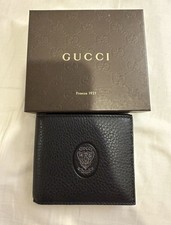 New NIB GUCCI Crest Cellarius Black Bifold Calfskin Leather Wallet Logo picture