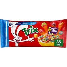 Trix Breakfast Cereal 6 Fruity Shapes Made with Whole Grain 35 oz Resealable..@ picture