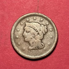 (1) Beautiful Antique 1849 Braided Hair Large Cent/Penny G-GOOD NICE FILLER picture