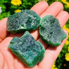 3Pcs Natural Green Emerald Raw Quartz Stone Crystal Unique Mineral Specimen Gift picture