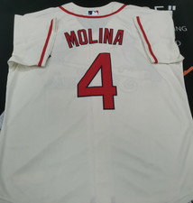 Yadier Molina #4 STL Cardinals Cream Cool Base Sewn Stitched Jersey. picture