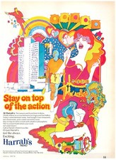 1970 Harrah's Reno Print Ad, Hotel & Casino Stay Top Action 70's Psychedelic Art picture