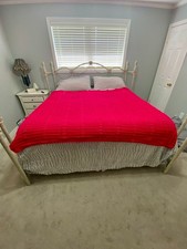 Handmade Crochet 100x113 King Afghan Blanket Pink Oversized Bedspread Coverlet picture