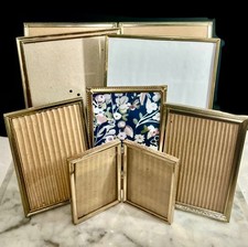 Lot of 9 Vintage Ornate Gold Metal Brass Embossed Picture Frames MCM picture