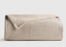 QUINCE ORGANIC RIBBED COTTON Coverlet Only Toffee BLANKET Full/ Queen NWOT picture