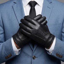 Men's Police Leather Gloves - Leather CUT RESISTANT PATROL DUTY SEARCH GLOVES picture