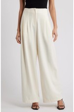 Nordstrom Wayf NEW Pleated Ivory Wide Leg Trouser Pants In Size S picture