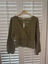 Madewell Women's Green Long Sleeve Shirt Size Medium picture