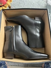 Massimo Dutti Women's Black Leather Boots Size US 7.5 EU 38 Brand New With Tags picture