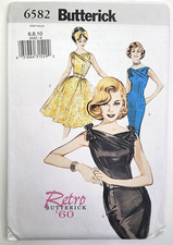Retro 60s Butterick Sewing Pattern 6582 Semi-Fit Dress & Belt Size 6-8-10 UNCUT picture