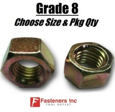 Zinc Plated Grade 8 Steel Hex Nuts Yellow Finished Nuts - 1/4