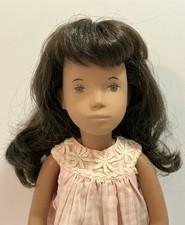 VINTAGE SASHA DOLL BRUNETTE GIRL DOLL IN PINK GINGHAM DRESS & SHOES 17” picture