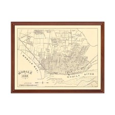Old Map of Mobile, AL 1888 - Vintage Mobile Alabama Art picture