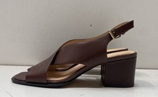 J.Crew Leather Cross-Strap Block Heel Slingback Sandals Brown Size 9 picture