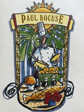 Vintage Autographed Paul Bocuse French Restaurant Menu Signed Unframed 16”x12” picture