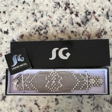 SG Liquid Metal Silver Mesh Cuff Bracelet Adjustable Snap Closure picture