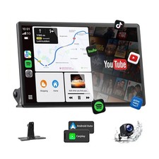 LAMTTO 11in Wireless CarPlay Display with YouTube TikTok, Portable Stereo Radio picture