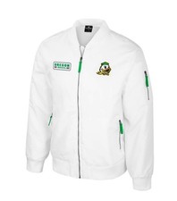 NWT Colosseum Oregon Ducks White Rabbit Full Zip Bomber Jacket Mens 3XL Nylon picture
