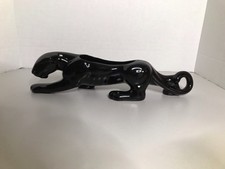 Vintage MCM 1950's Prowling Black Panther Jaguar 15” Ceramic Planter picture