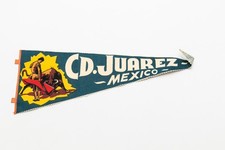 Vintage Ciudad Juarez Mexico Souvenir Felt Pennant 18