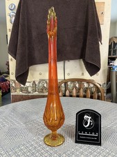 Gorgeous Fenton 19.25” Orange Thumbprint Swung Vase picture