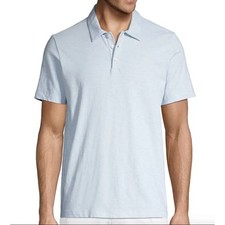 NWOT Theory Standard Polo O Geo Str Men's M Light Blue Cotton Jacquard Shirt picture