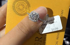 GRA Certified VVS1 D Moissanite Halo Engagement Ring 14k White Gold 7 picture