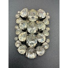 Vintage Eisenberg Original Rhinestone Dress Fur Clip Clear Crystal Signed picture
