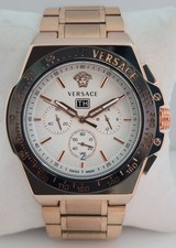 Versace Greca White Dial Pink Gold SS Bracelet With Date Quartz Men's Watch picture