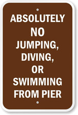 Aluminum Pier Sign Weatherproof No Jumping Diving Swimming Outdoor Safety picture