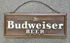 Vintage Budweiser Beer 2-Sided Sign By Raymond Price Item No 846, 27x10 picture